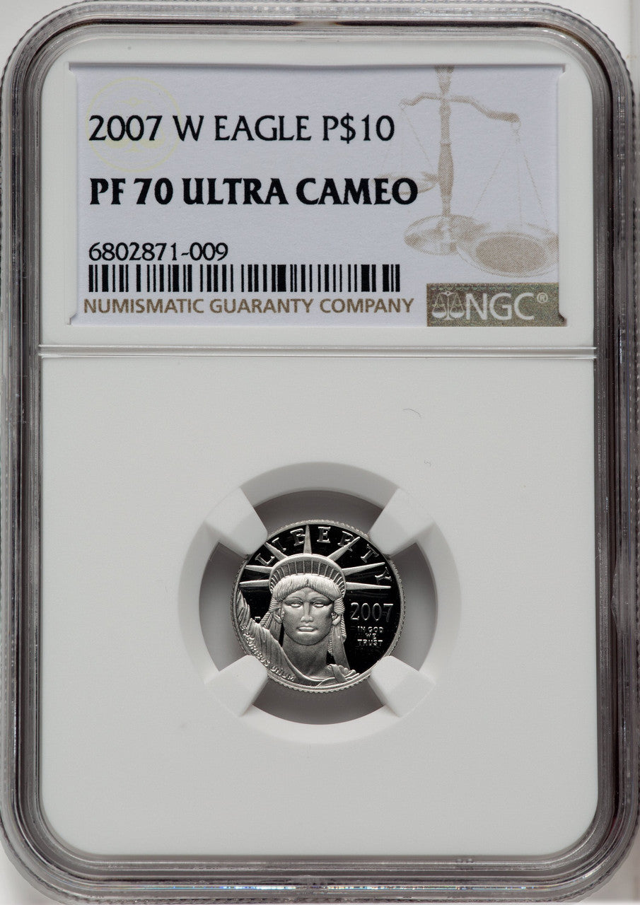 2007-W $10 Tenth-Ounce Platinum Eagle Brown Label NGC PF70