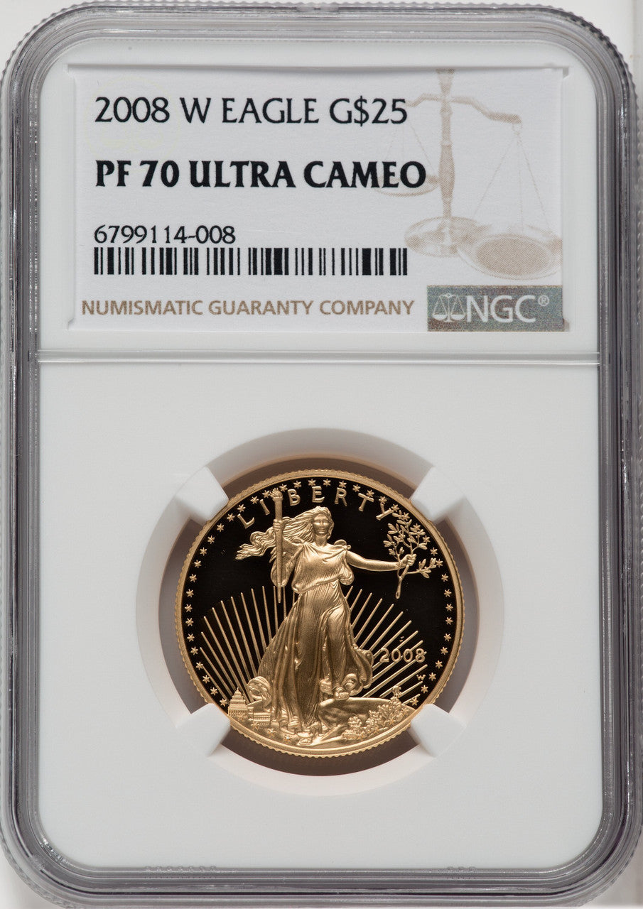2008-W $25 Half-Ounce Gold Eagle NGC PF70