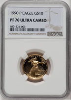 1990-P $10 Quarter-Ounce Gold Eagle NGC PF70