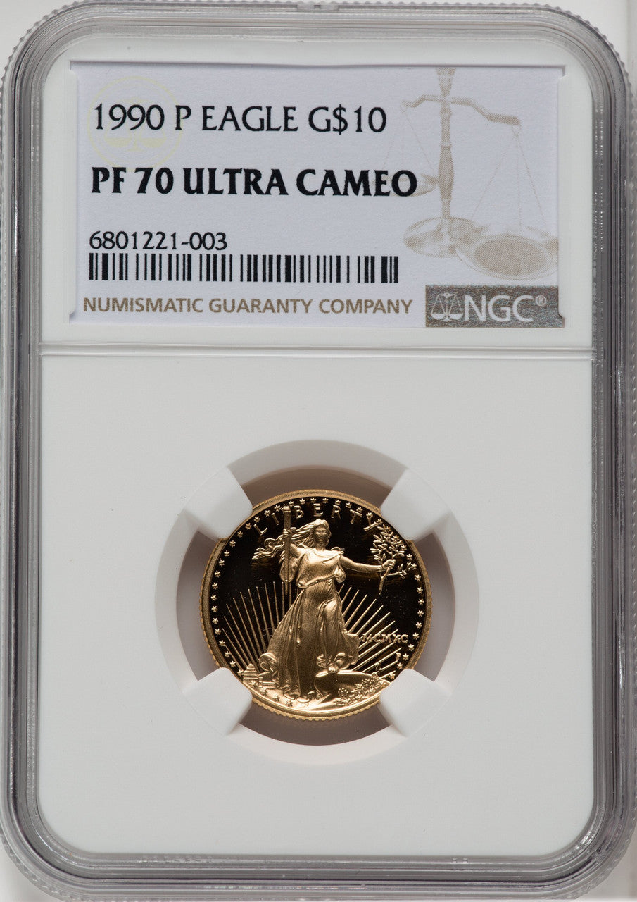 1990-P $10 Quarter-Ounce Gold Eagle NGC PF70