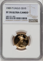 1989-P $10 Quarter-Ounce Gold Eagle NGC PF70