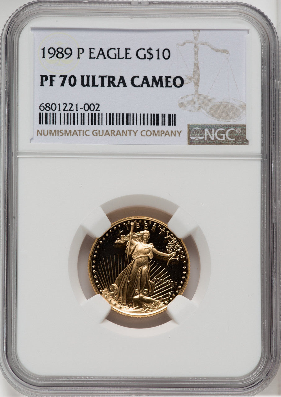 1989-P $10 Quarter-Ounce Gold Eagle NGC PF70