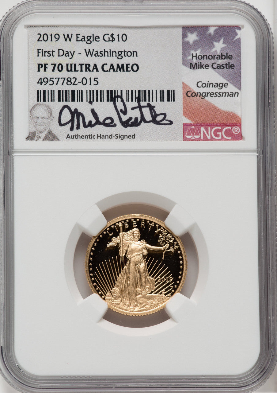 2019-W $10 Quarter-Ounce Gold Eagle First Day of Issue NGC PF70