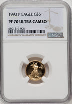 1993-P $5 Tenth-Ounce Gold Eagle NGC PF70