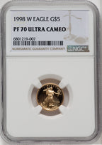 1998-W $5 Tenth-Ounce Gold Eagle NGC PF70