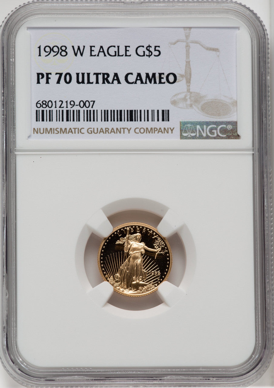 1998-W $5 Tenth-Ounce Gold Eagle NGC PF70