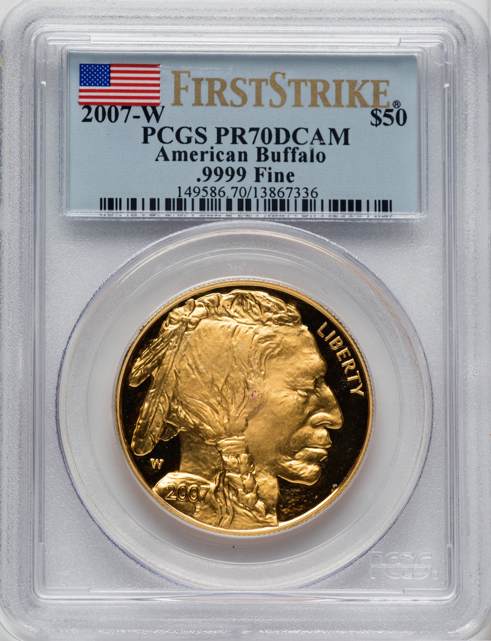 2007-W $50 One-Ounce Gold Buffalo First Strike PCGS PR70