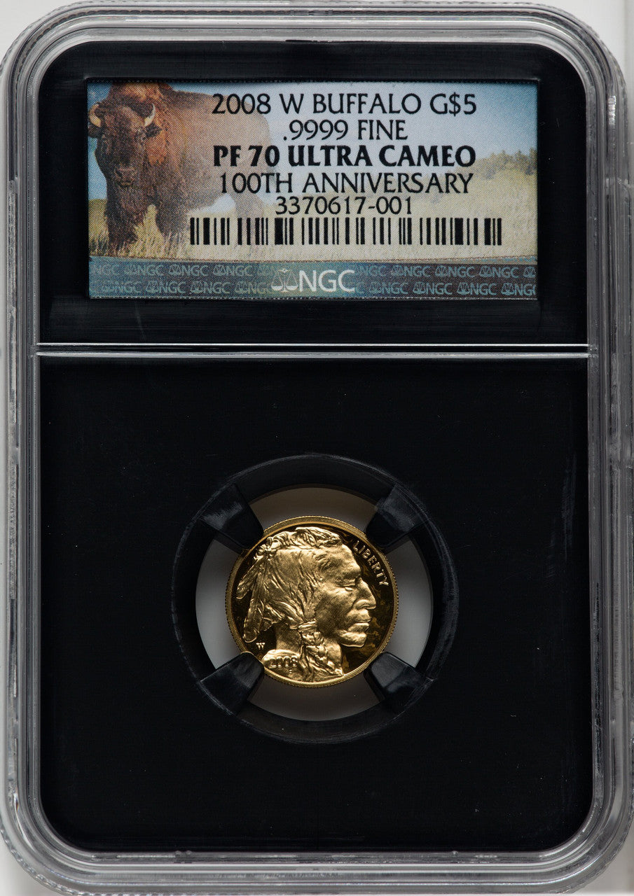 2008-W $5 Tenth-Ounce Gold Buffalo .9999 Fine Gold NGC PF70