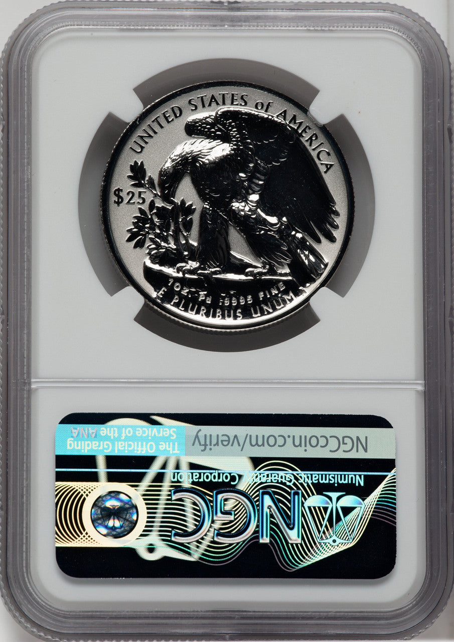 2019-W $25 Palladium Reverse Proof First Day of Issue NGC PF70 Reagan