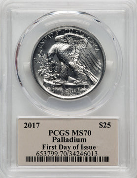 2017 $25 Half-Ounce Palladium Eagle First Day of Issue Cleveland Art Deco PCGS MS70