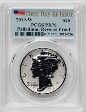 2019-W $25 Palladium Reverse Proof First Day of Issue PCGS PR70 (518342007)
