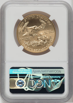2018-W G$50 One Ounce Burnished Gold Eagle Brown Label NGC MS70