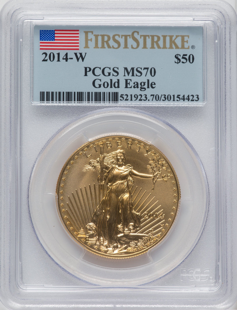 2014-W $50 One-Ounce Gold Eagle First Strike PCGS MS70