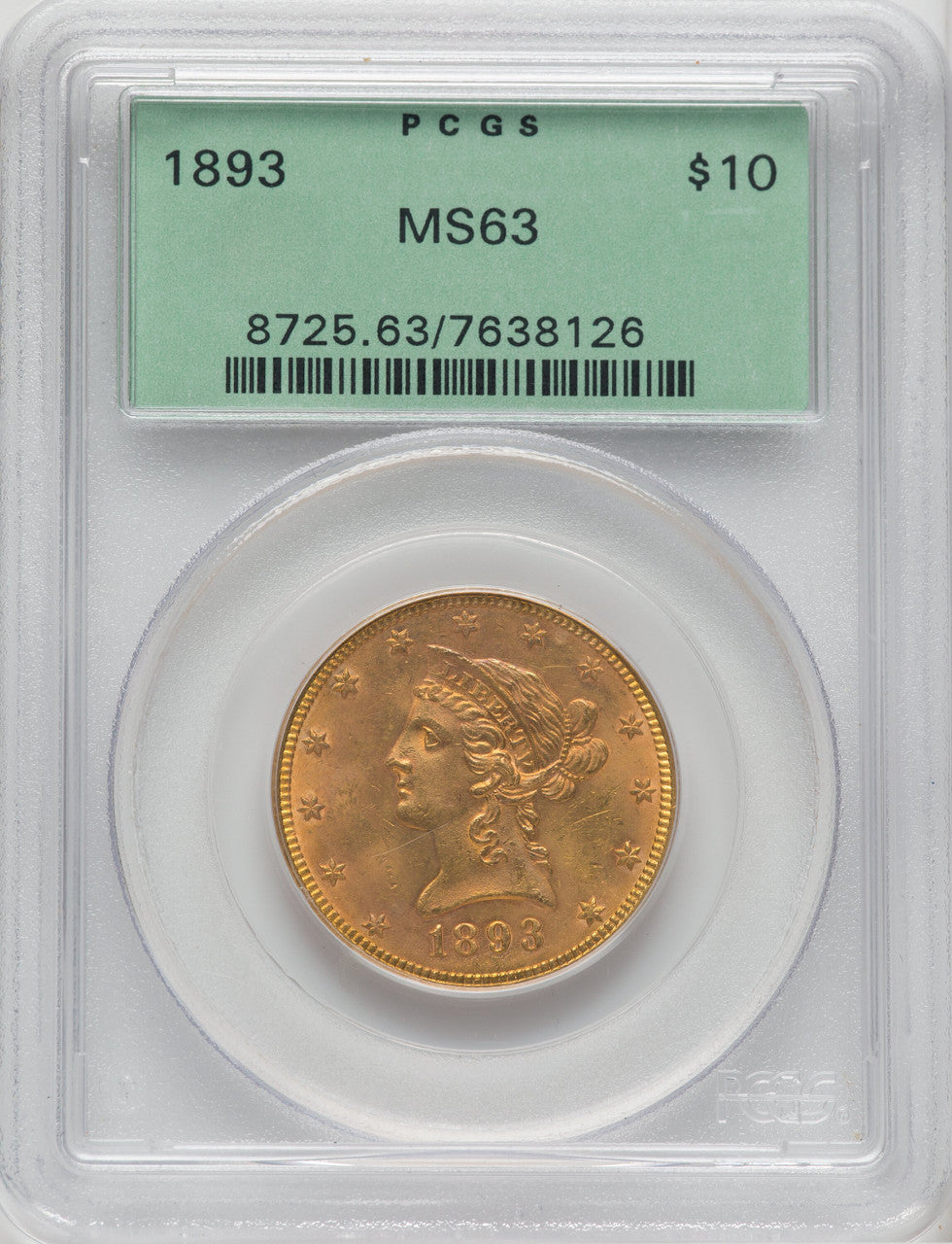 1893 $10 Liberty Eagle PCGS MS63
