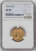 1914-S $5 Indian Half Eagle NGC AU58