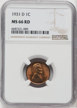 1931-D 1C RD Lincoln Cent Details NGC MS66