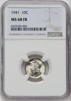 1941 10C FB Mercury Dime NGC MS68