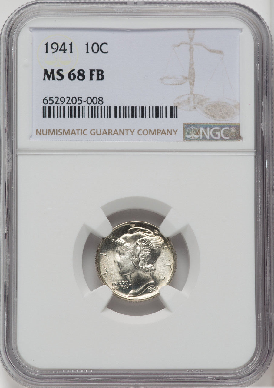 1941 10C FB Mercury Dime NGC MS68