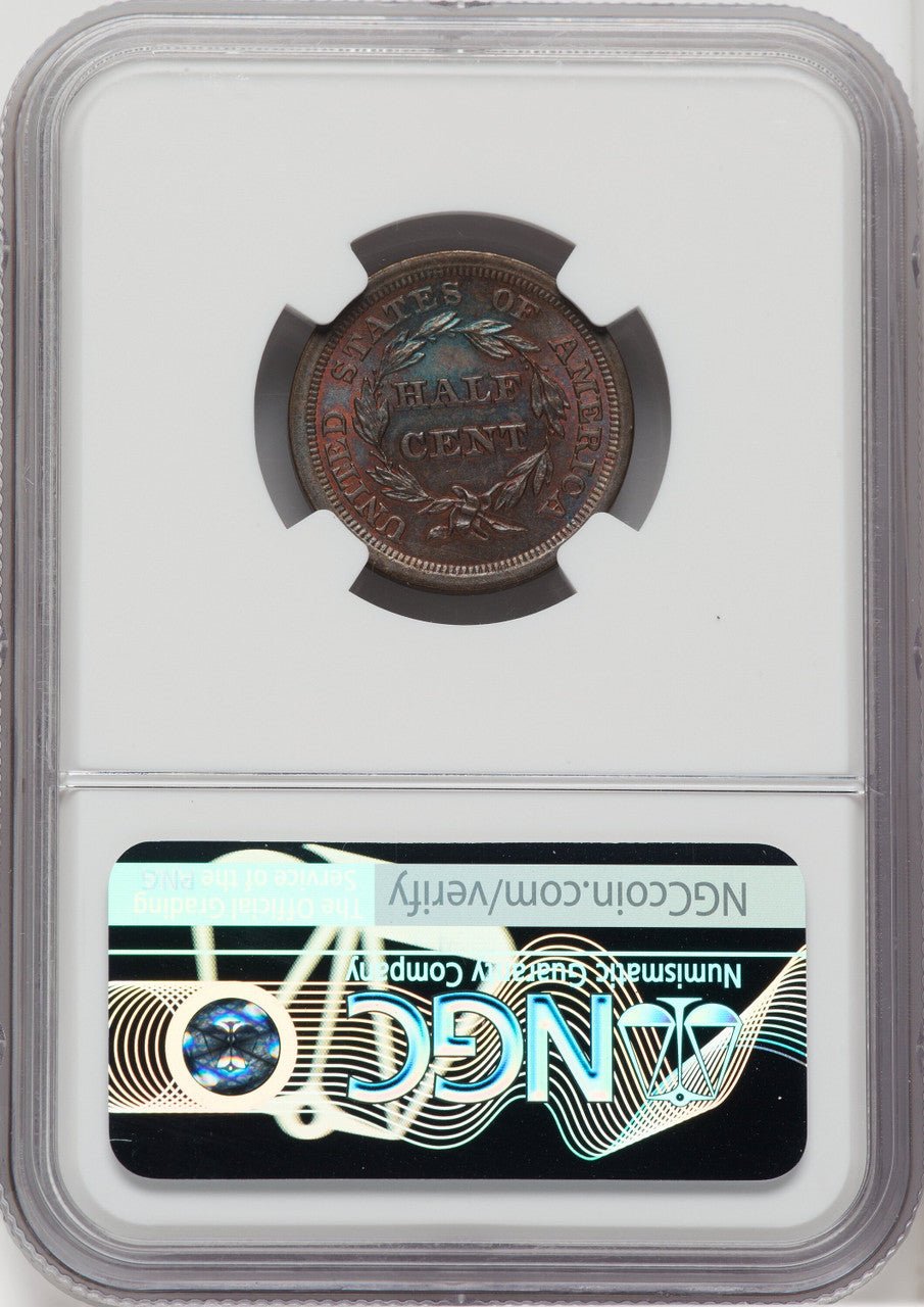 1854 1/2 C C-1 BN Half Cent NGC MS66