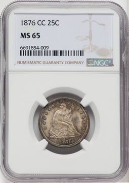 1876-CC 25C Seated Quarter NGC MS65