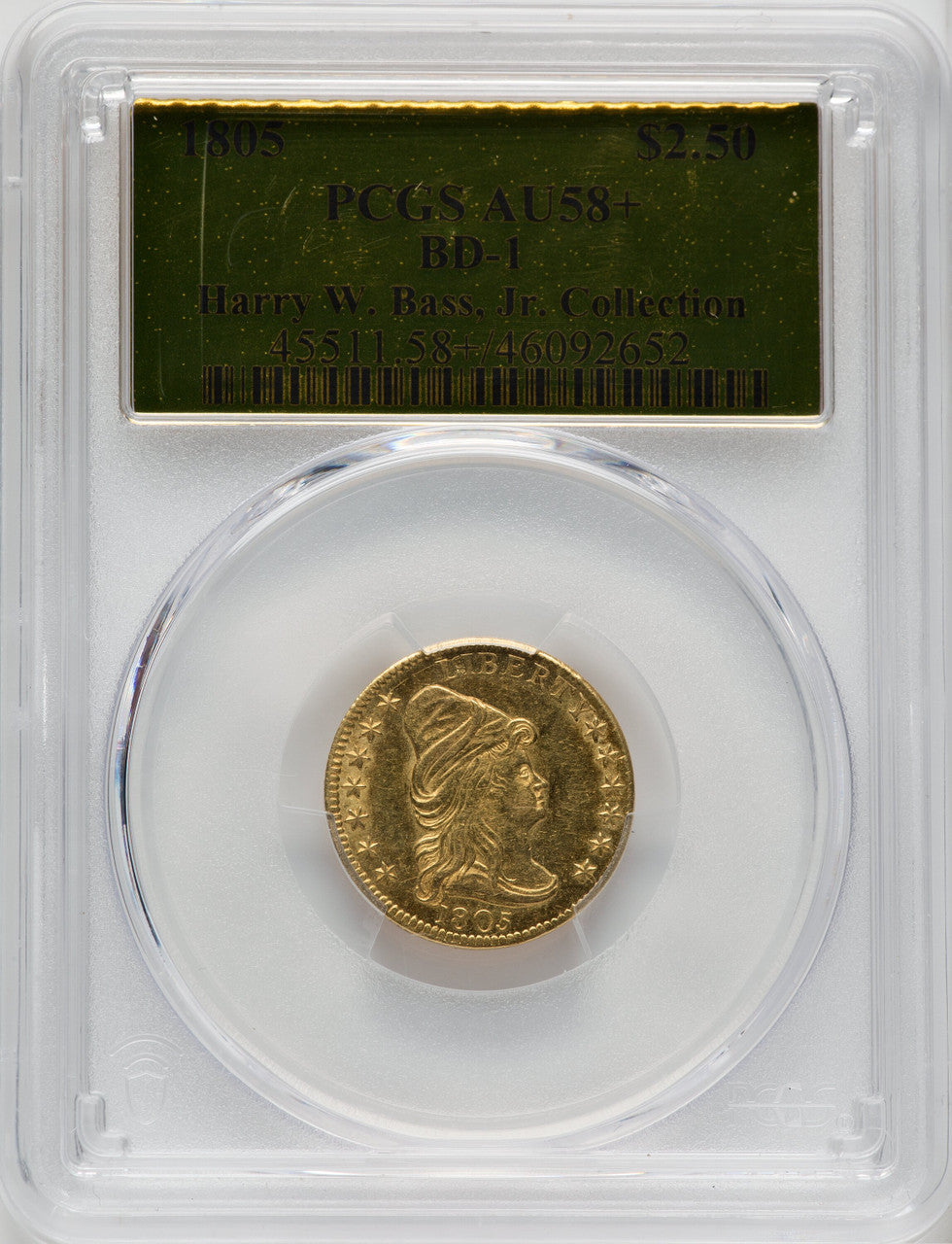 1805 $2.50 BD-1 Early Quarter Eagle PCGS AU58+