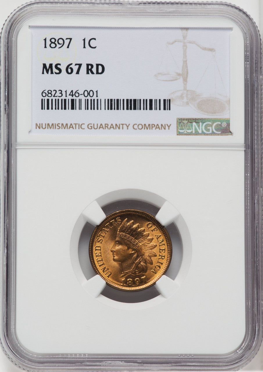 1897 1C RD Indian Cent NGC MS67