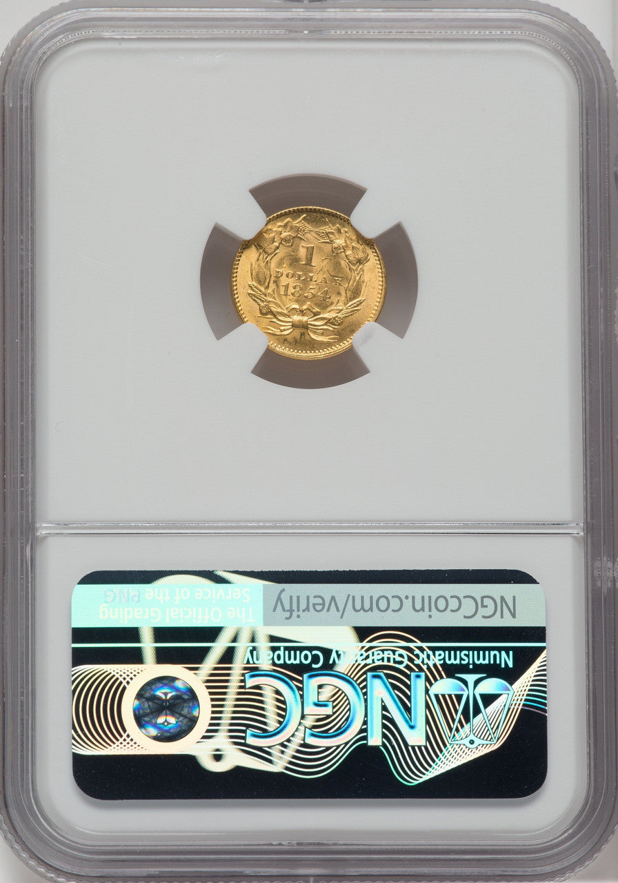1854 G$1 Type Two Gold Dollar NGC MS65