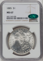 1885 $1 CAC Morgan Dollar NGC MS67