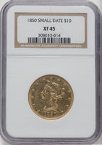 1850 $10 Small Date Liberty Eagle NGC XF45