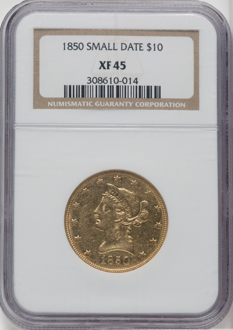 1850 $10 Small Date Liberty Eagle NGC XF45
