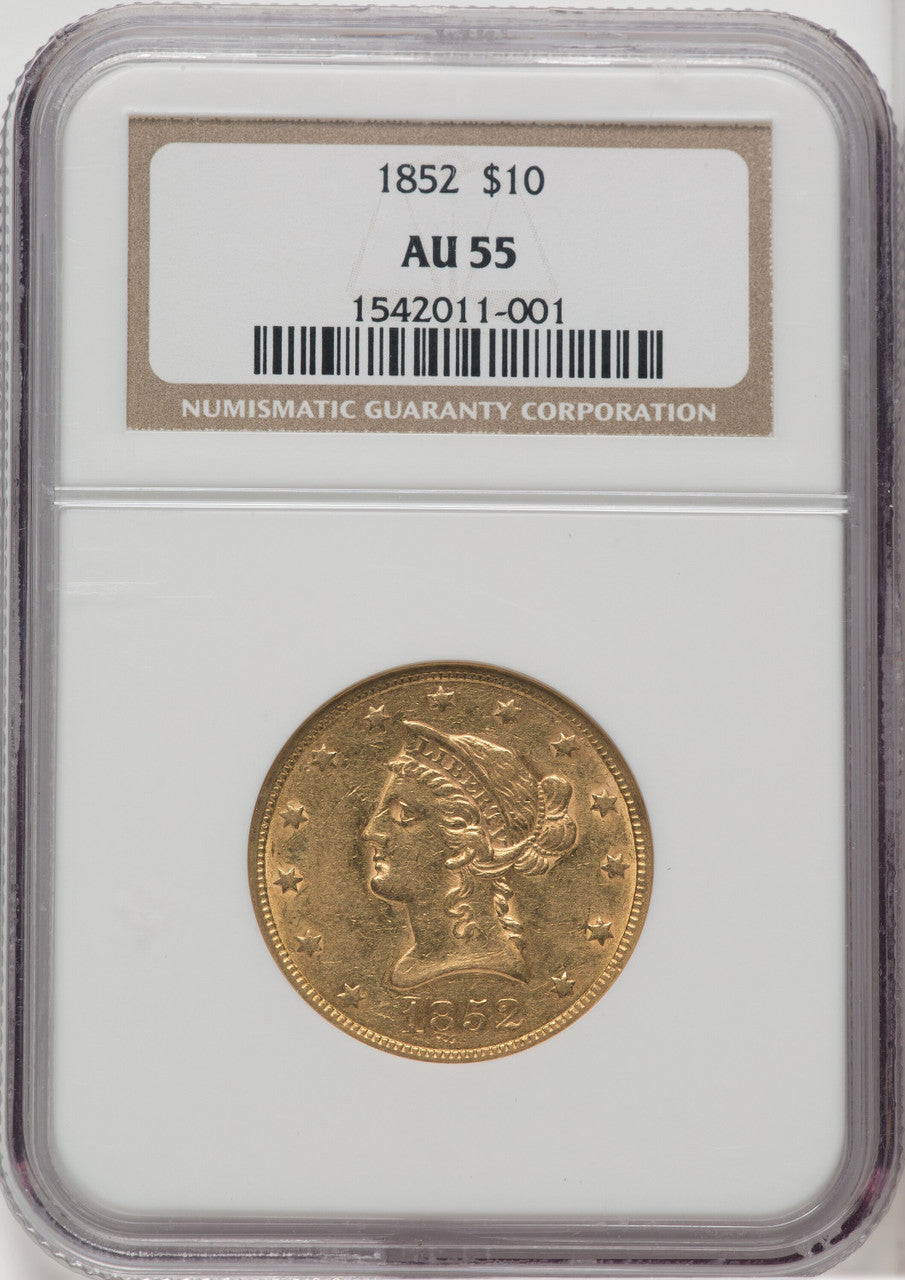 1852 $10 Liberty Eagle NGC AU55