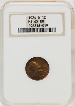 1924-D 1C RB Lincoln Cent NGC MS65