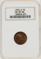 1924-D 1C RB Lincoln Cent NGC MS65