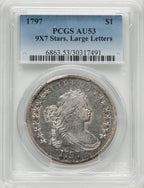 1797 S$1 9x7 Stars Large Letters Early Dollar PCGS AU53