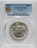 1938 50C Oregon Commemorative Silver PCGS MS68