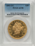1892-CC $20 Liberty Double Eagle PCGS AU58
