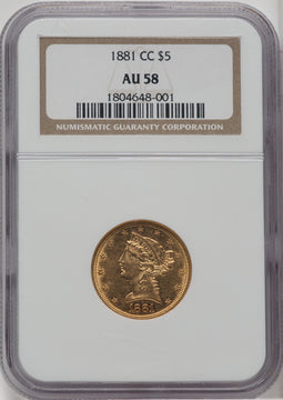 1881-CC $5 Liberty Half Eagle NGC AU58