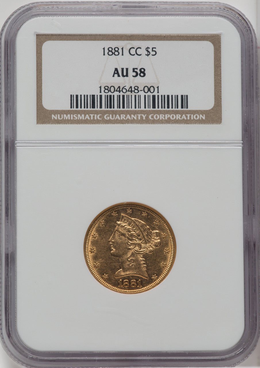 1881-CC $5 Liberty Half Eagle NGC AU58