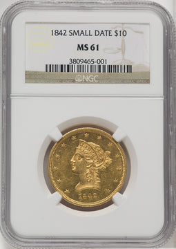 1842 $10 Small Date Liberty Eagle NGC MS61
