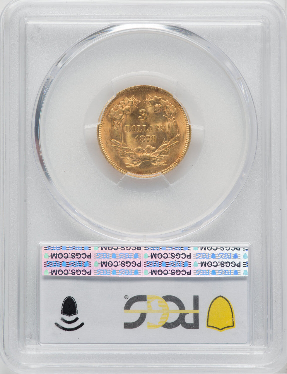 1878 $3 Three Dollar Gold Pieces PCGS MS64+