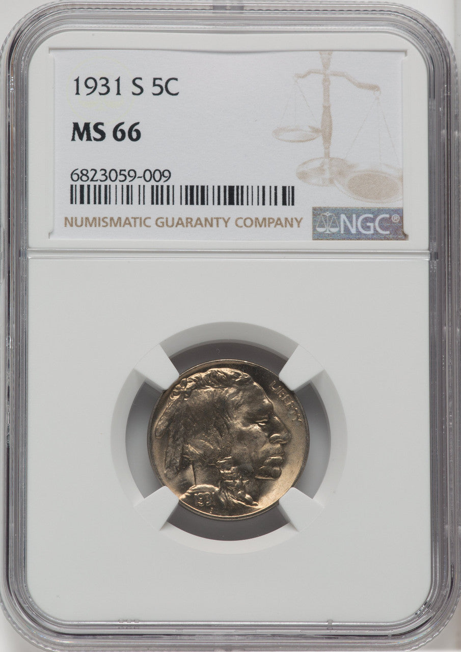 1931-S 5C Buffalo Nickel NGC MS66