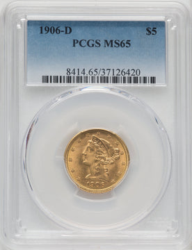 1906-D $5 Liberty Half Eagle PCGS MS65