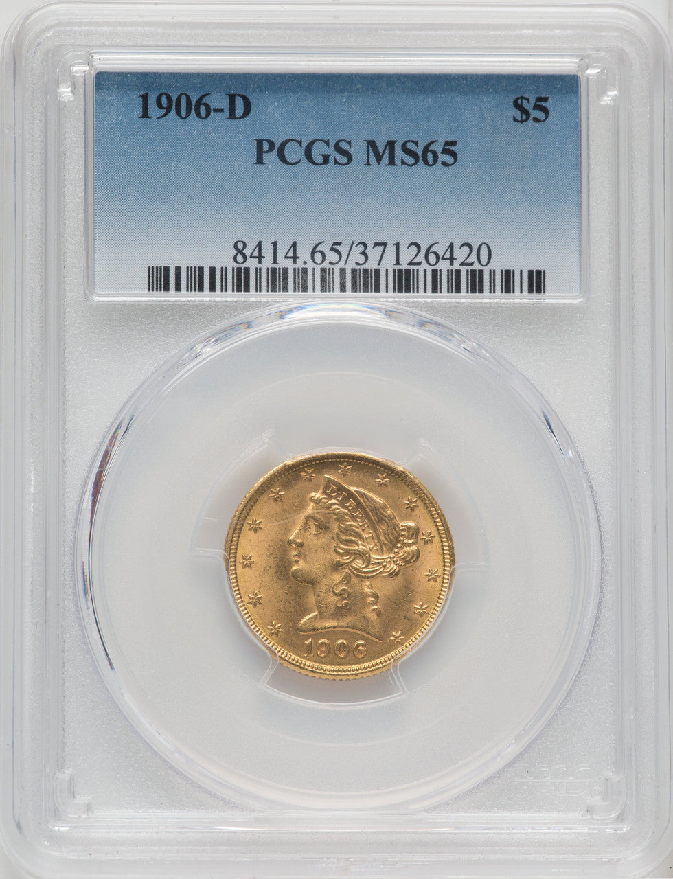 1906-D $5 Liberty Half Eagle PCGS MS65