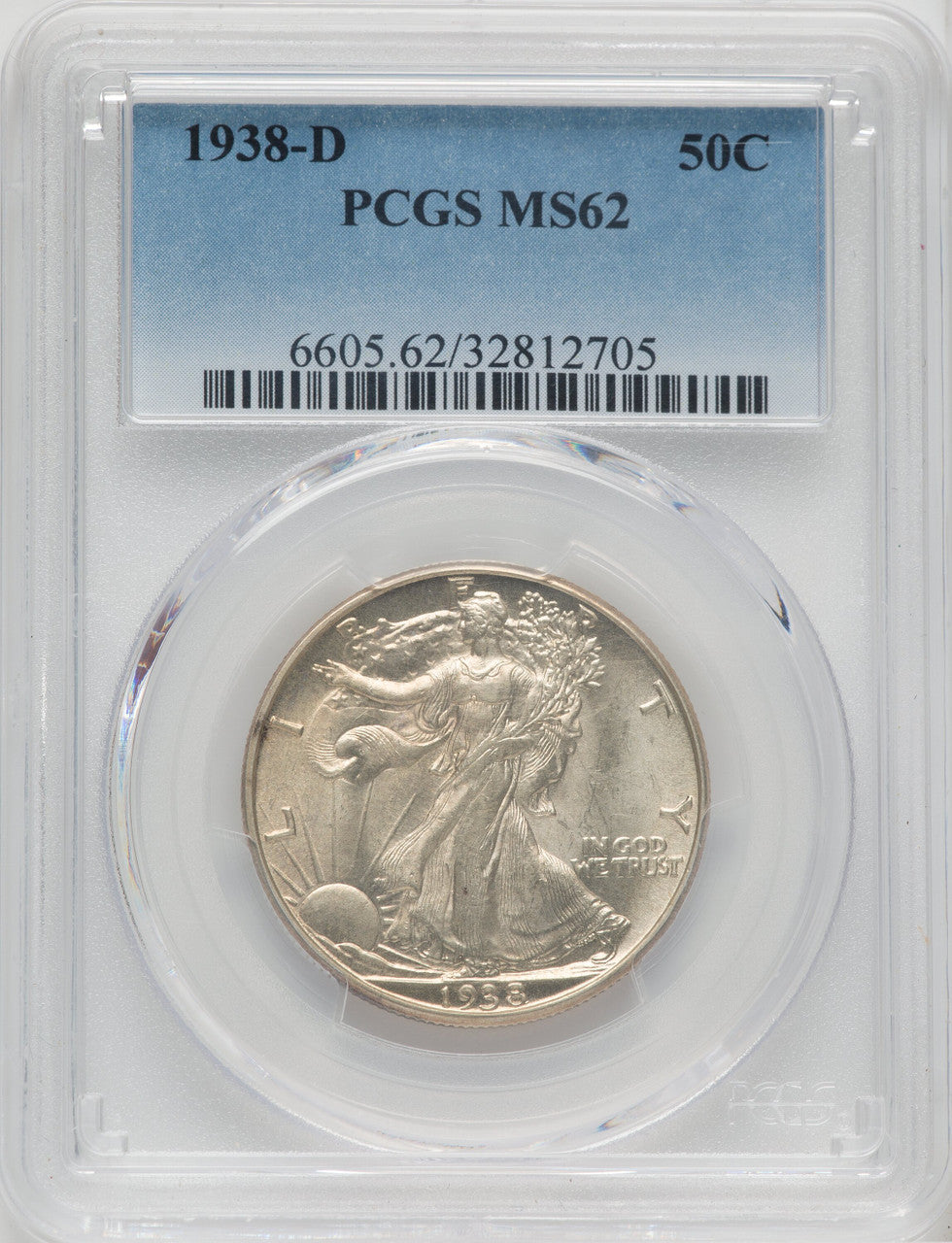 1938-D 50C Walking Liberty Half Dollar PCGS MS62