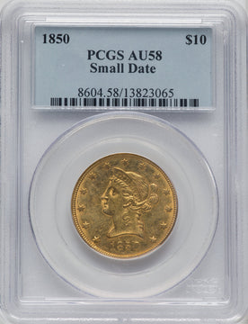 1850 $10 Small Date Liberty Eagle PCGS AU58
