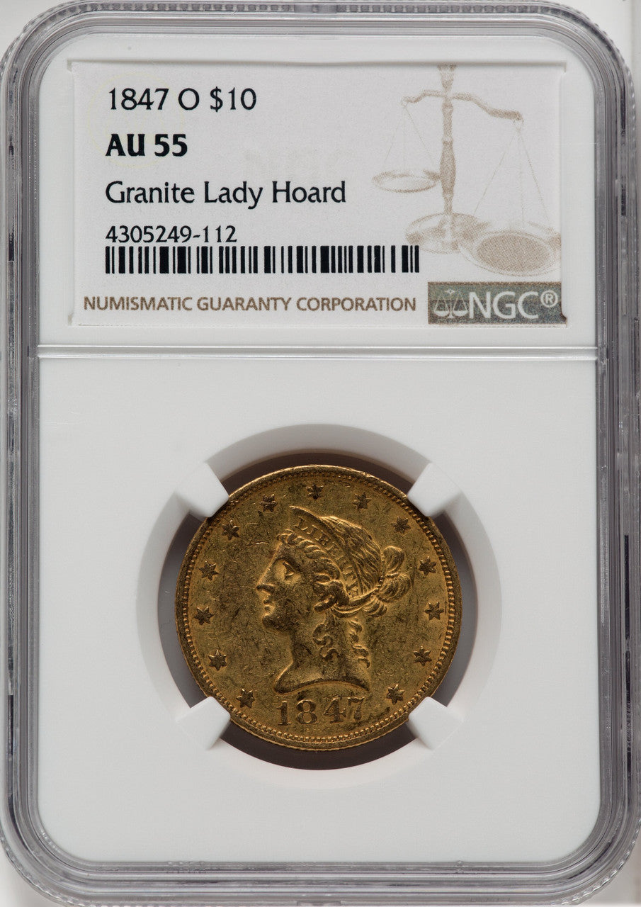 1847-O $10 Liberty Eagle NGC AU55
