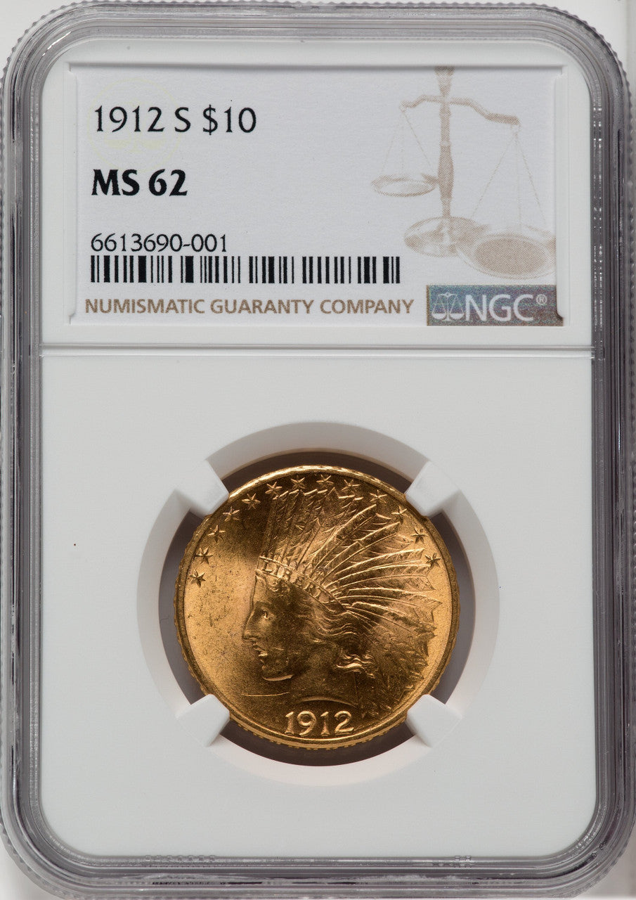 1912-S $10 Indian Eagle NGC MS62