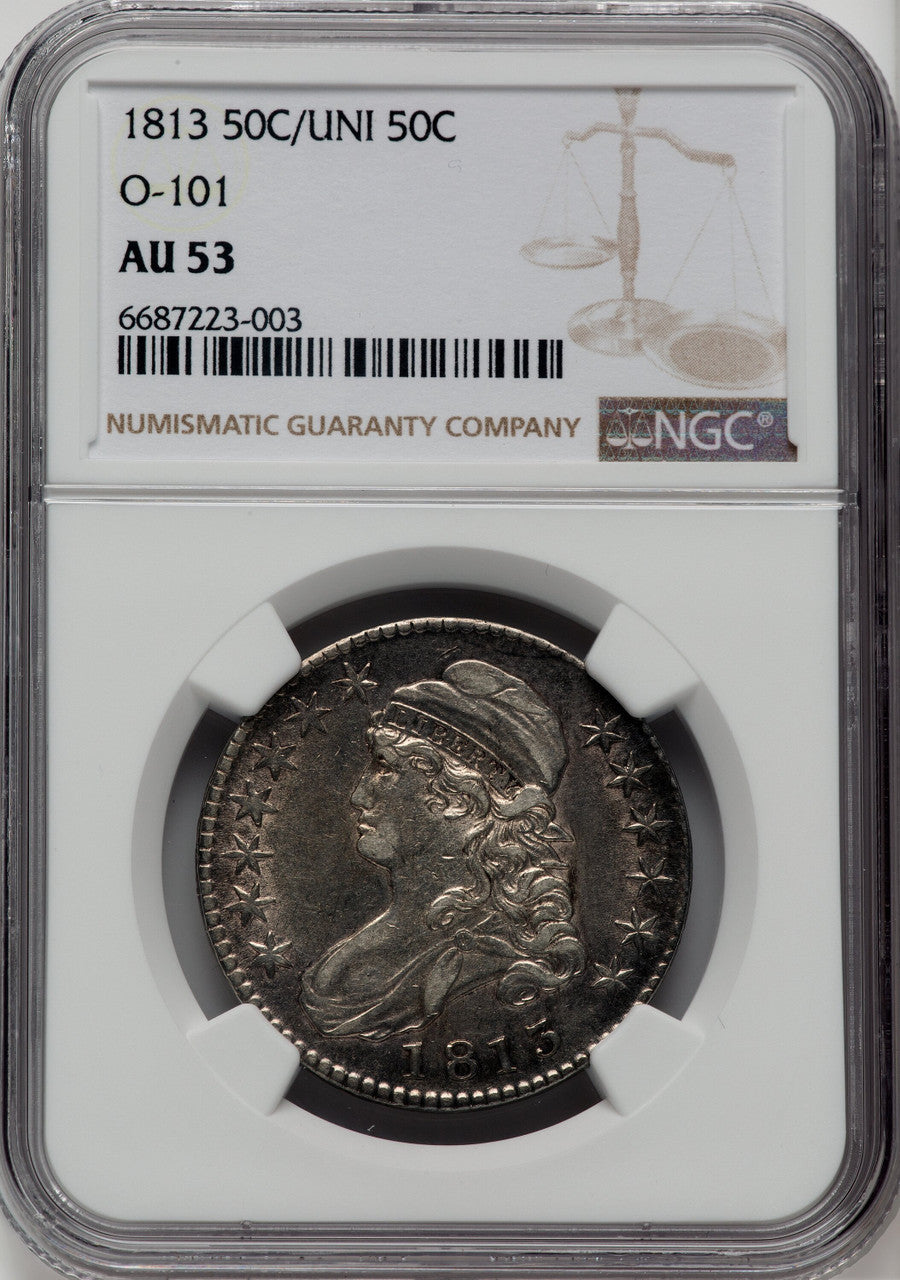 1813 50C O-101 Bust Half Dollar NGC AU53