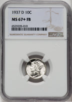 1937-D 10C FB Mercury Dime NGC MS67+