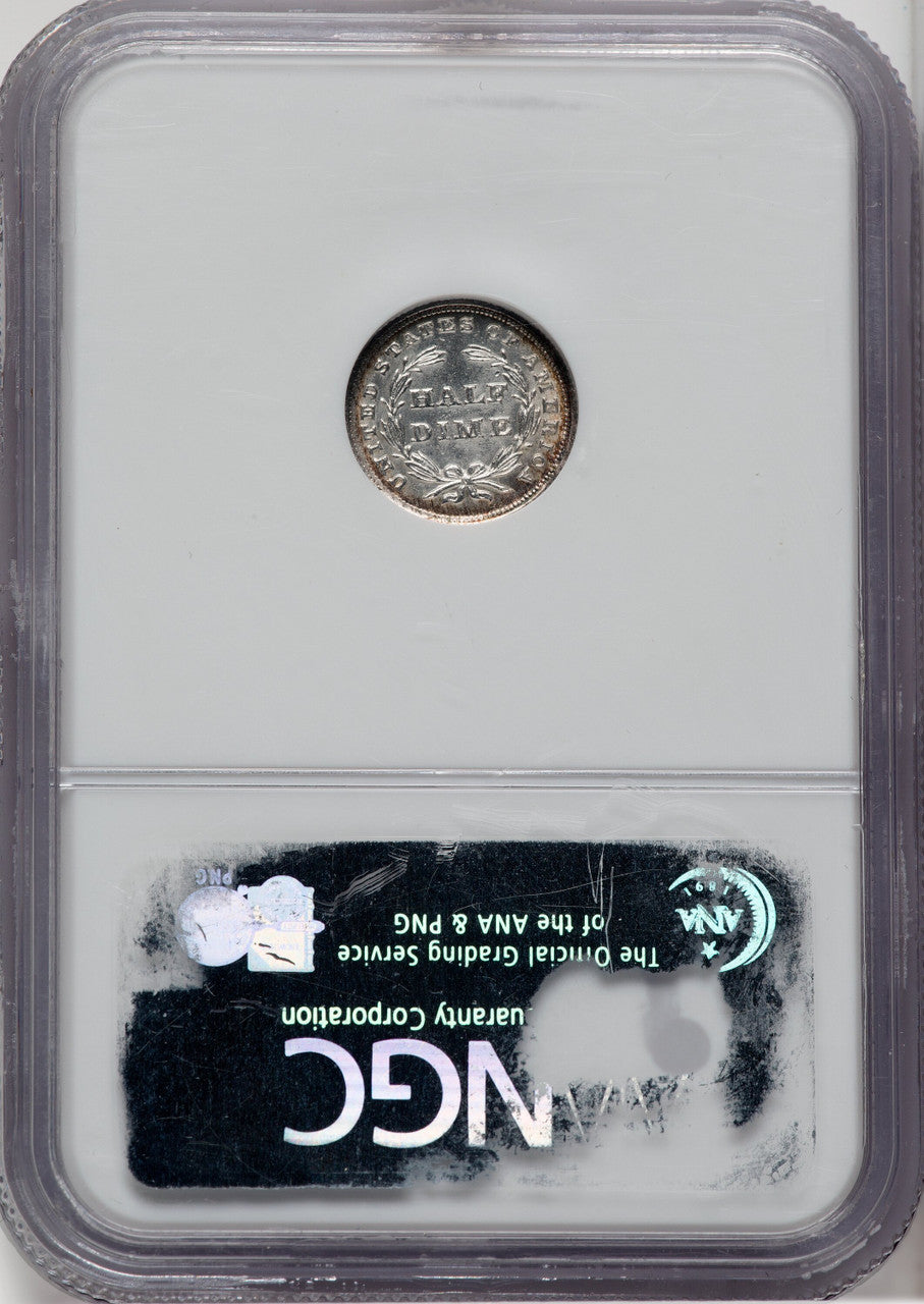 1837 No Stars Large Date (Curl Top 1) Seated Half Dime NGC MS63